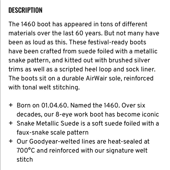 Doc Dr Martens 1460 Pascal Boots METALLIC snake new size 9 - Picture 16 of 16